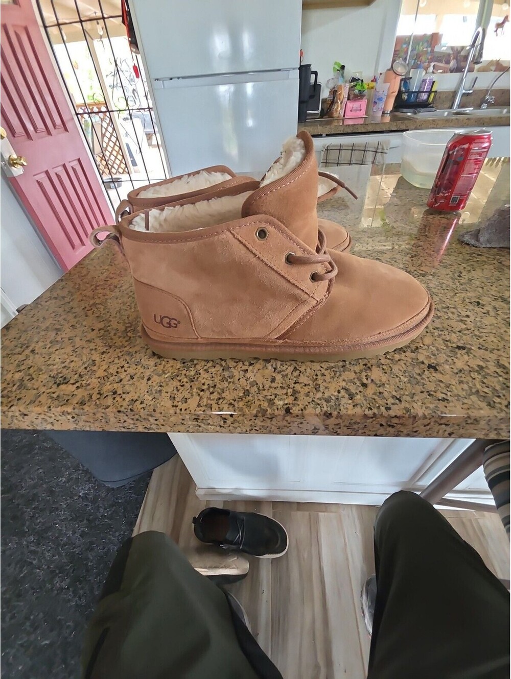 UGG Neumel Suede Shearling Lined Lace-Up Ankle Boots Chestnut Brown